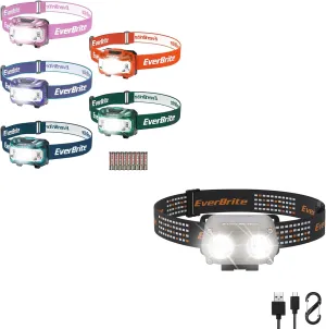 EverBrite 5-Pack Kids Headlamp with Red Light, Memory Function, 1-Pack Rechargeable Headlamp with Motion Sensor