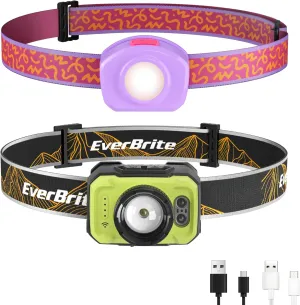 EverBrite LED Kids Headlamp with RGB Mode & Rechargeable Headlamp for Adults, with Motion Sensor and Memory Function