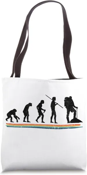 Evolution Trekking Hiking Funny Vintage Tote Bag