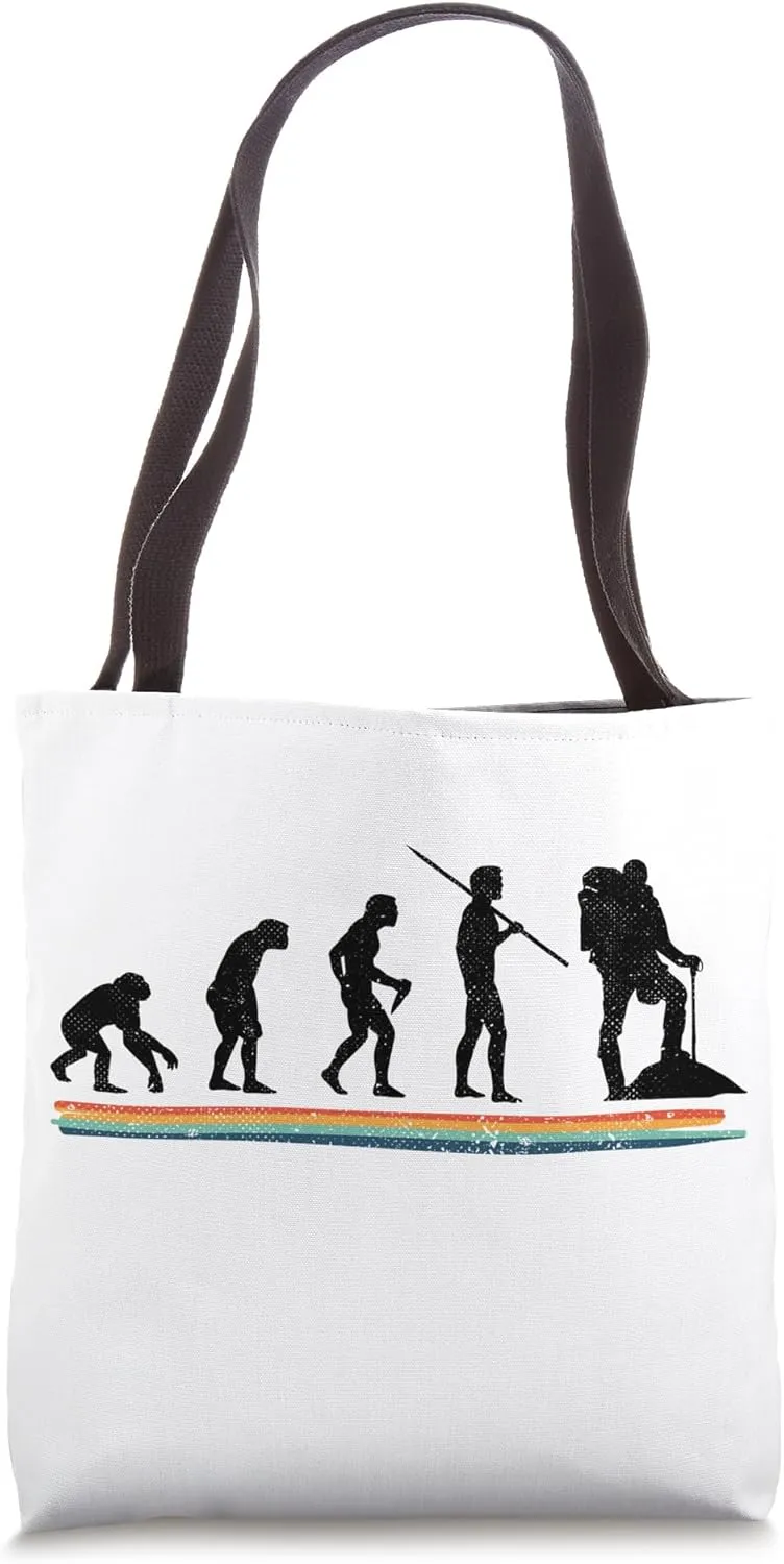 Evolution Trekking Hiking Funny Vintage Tote Bag