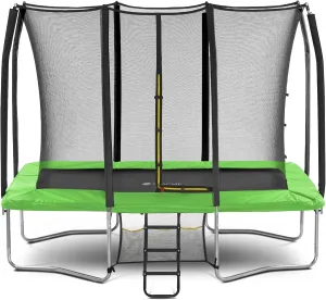 Exacme 7X10 8X12 9X14 Foot Rectangle Trampoline for Kids, Double Enclosure Openings, Small Outdoor Rectangular Trampoline with Enclosure Net, 4 Wind Stakes, Storage Bag, 330LB Capacity