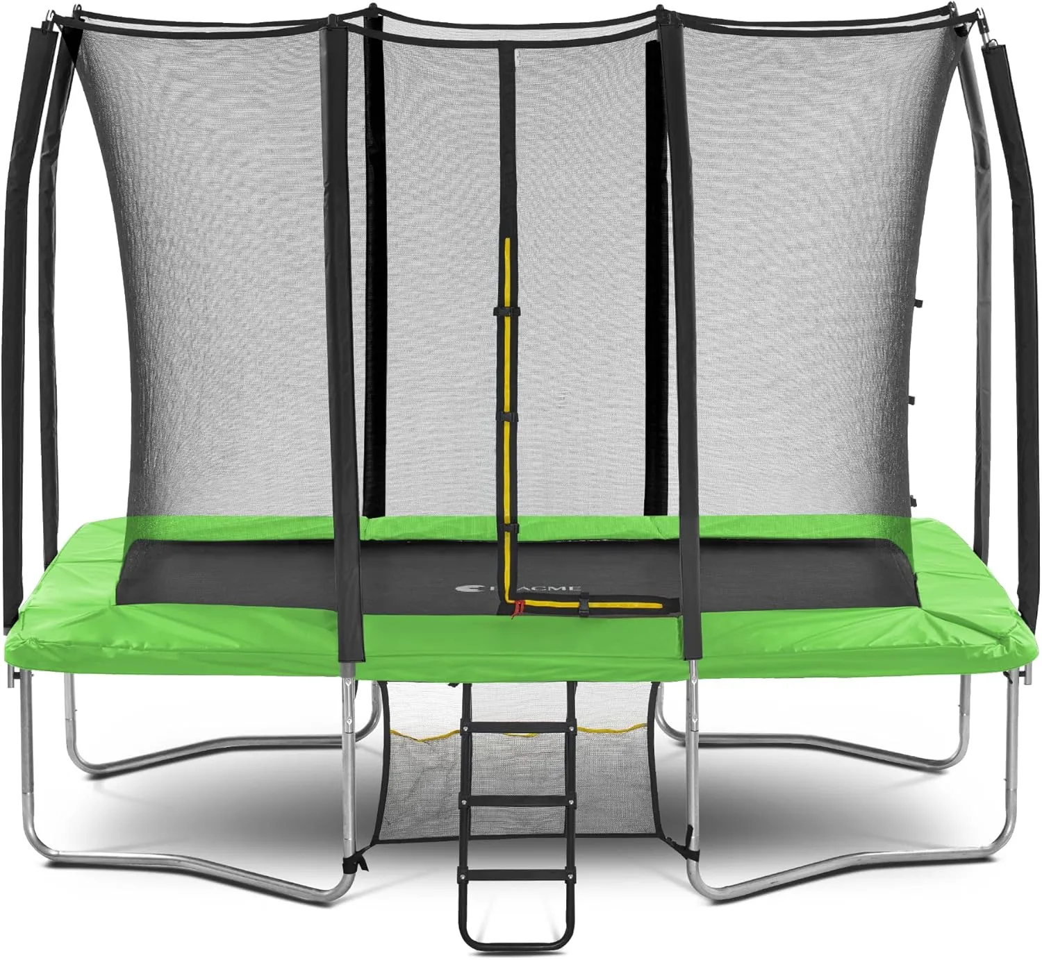 Exacme 7X10 8X12 9X14 Foot Rectangle Trampoline for Kids, Double Enclosure Openings, Small Outdoor Rectangular Trampoline with Enclosure Net, 4 Wind Stakes, Storage Bag, 330LB Capacity