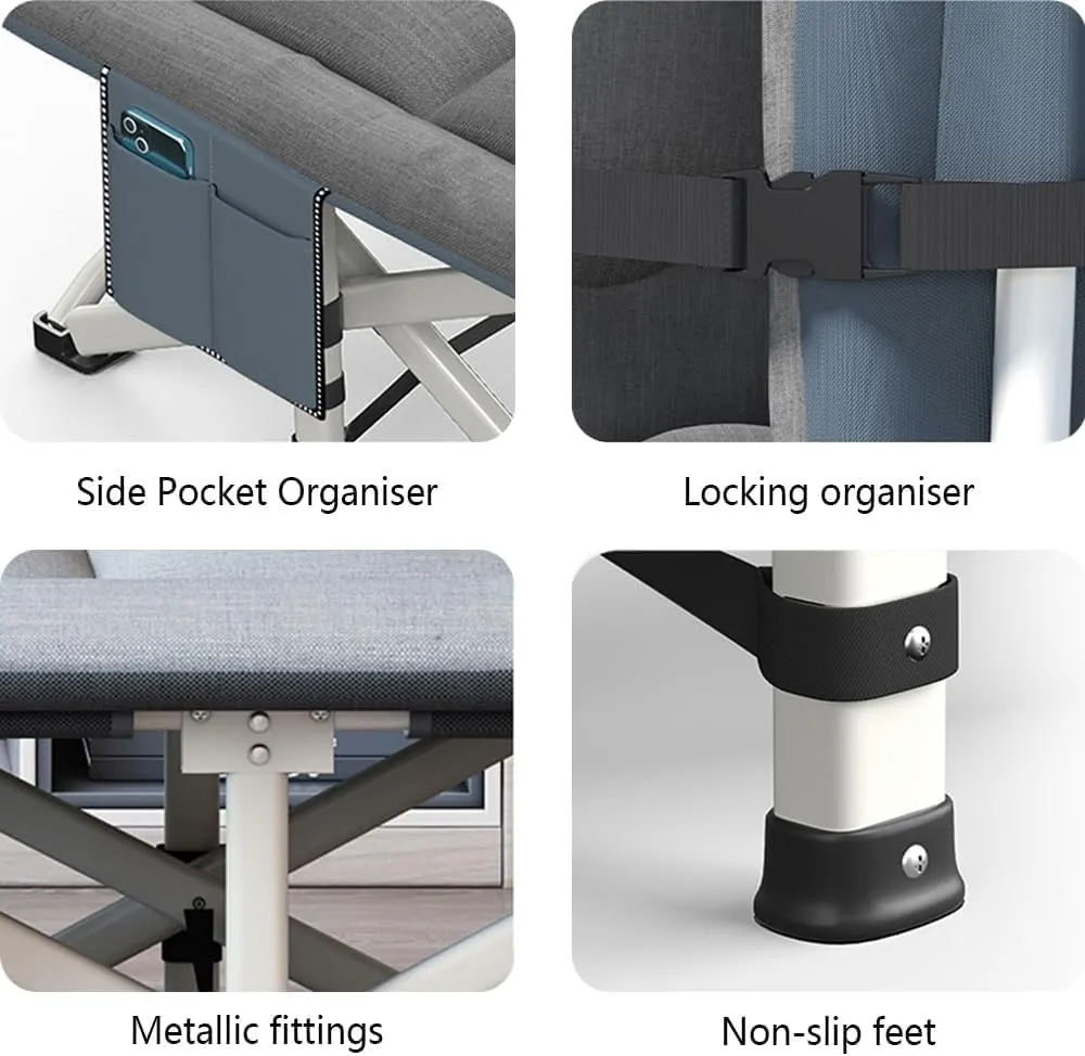 EYPKPL cots for Sleeping Folding Camping Cot Oxford Fabric Camping Cots with Mattress and Pillow Camping Cots for Adults Load 617lbs Cots for Camping Stretching Freely