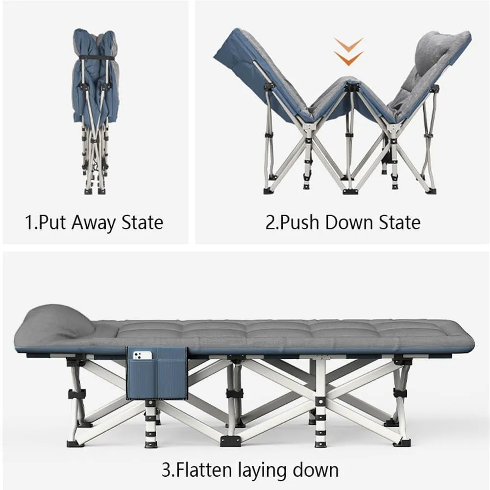 EYPKPL cots for Sleeping Folding Camping Cot Oxford Fabric Camping Cots with Mattress and Pillow Camping Cots for Adults Load 617lbs Cots for Camping Stretching Freely