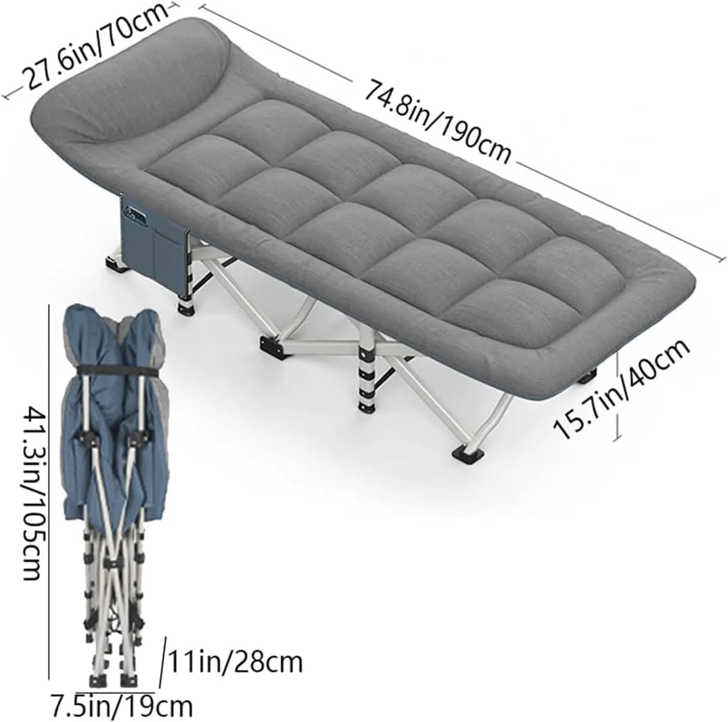 EYPKPL cots for Sleeping Folding Camping Cot Oxford Fabric Camping Cots with Mattress and Pillow Camping Cots for Adults Load 617lbs Cots for Camping Stretching Freely