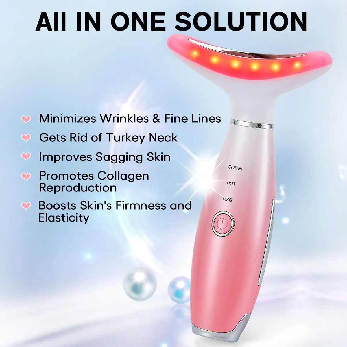 Facial Massager,Neck Face Massager Tool,3 Mode Massage with Heat,Portable Beauty Instrument for Skin Care Women Gift (Gradient Pink)