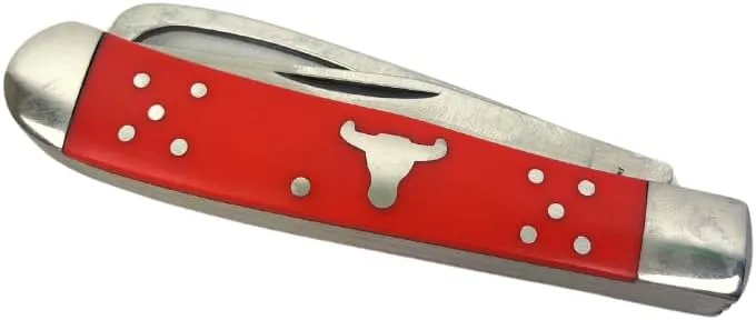 Farrier Knife - Stainless Steel Pocket Knife with Hoof Pick - Red