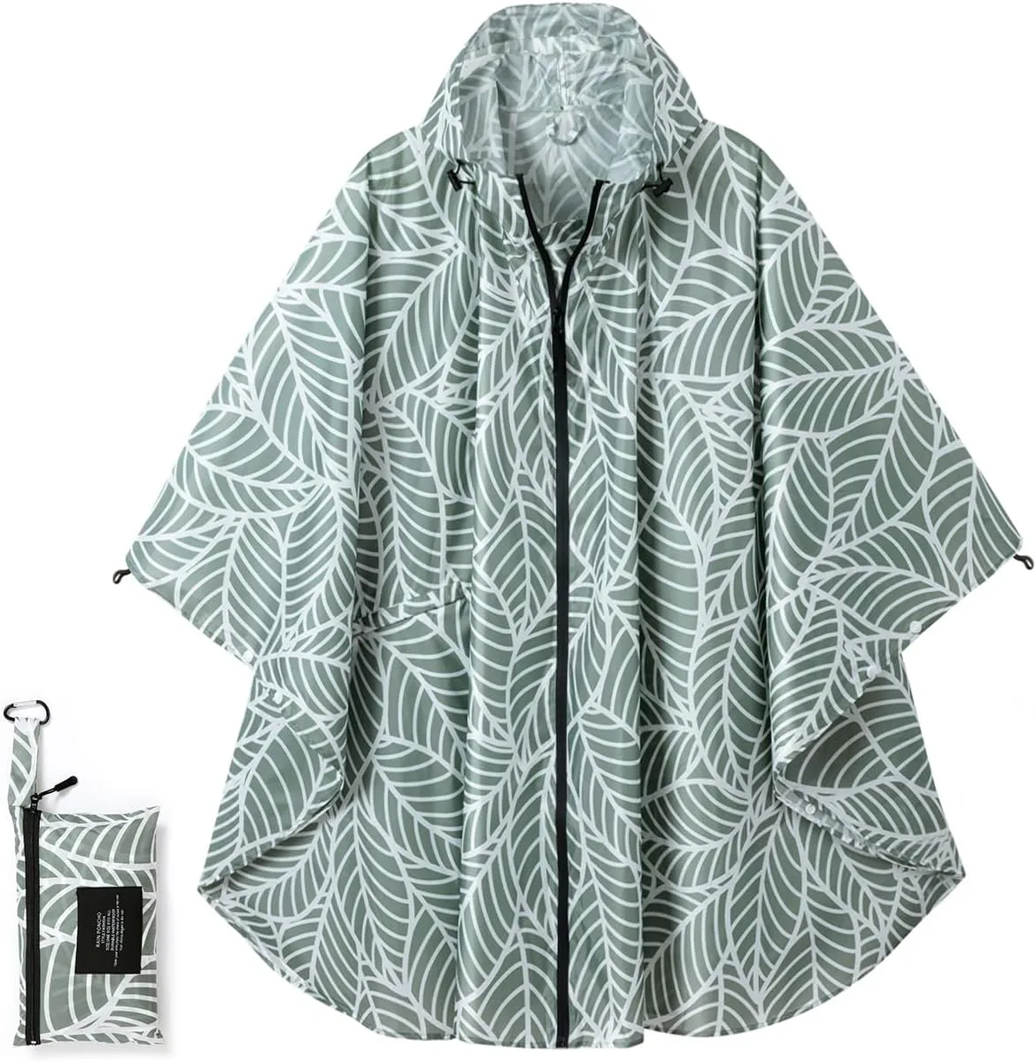 Fashion Hooded Rain Poncho Waterproof Raincoat Jacket with pocket for Women/Men/Adult