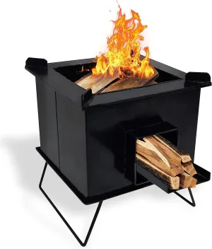 FEBTECH Rocket stove wood burning portable - Smallest wood burning stove – Timber stoves – Backpacking wood stove for Tent, Shelter, Hiking, Fishing, Heating and Cooking- Rocket stove heater for Home