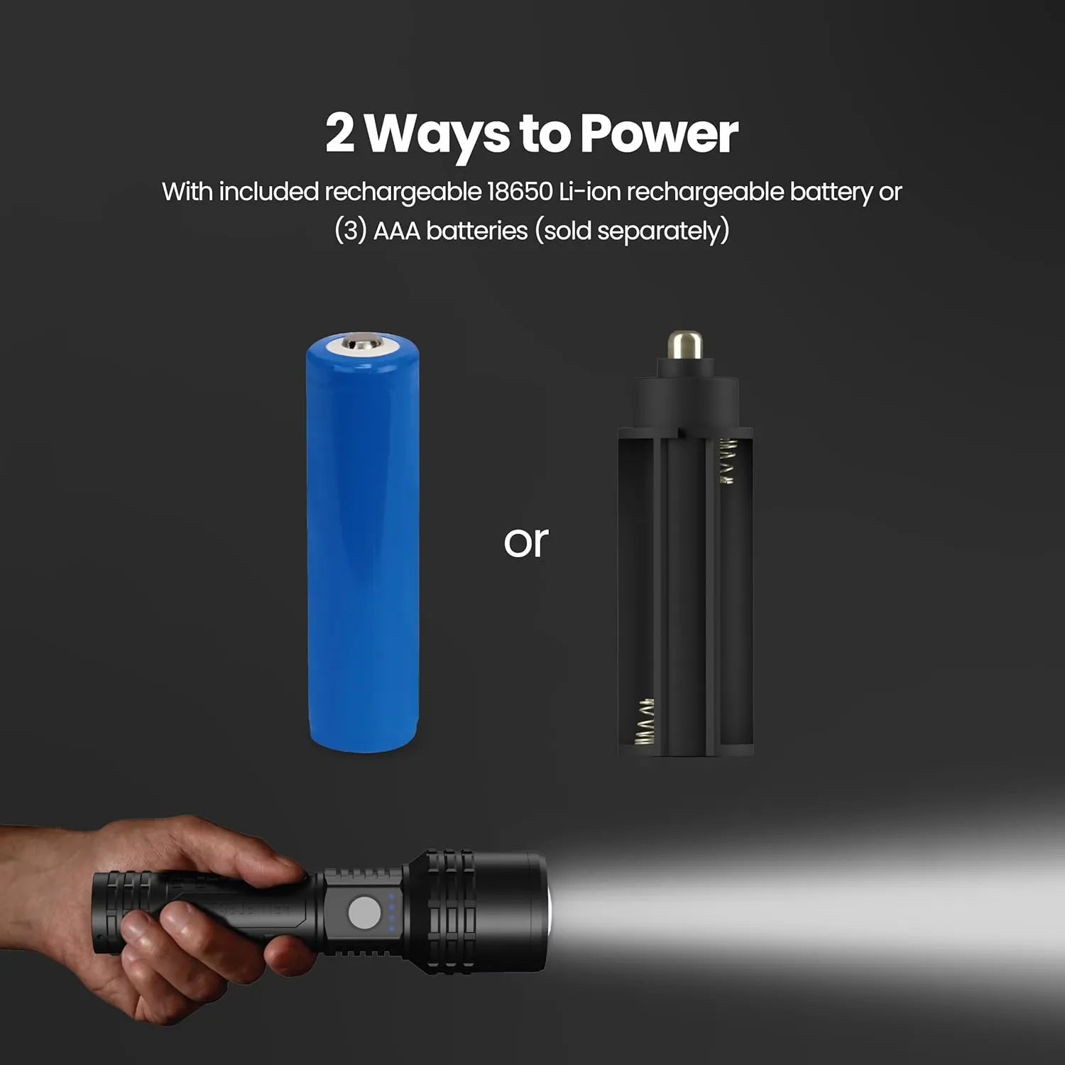 Feit Electric LED Long Range Flashlight, 600 Lumens, 3 Light Modes, 1/4 Mile Zoom, Rechargeable, Waterproof, and Weather-Resistant for Outdoor Adventures and Emergency Kits, FLR600/LT/FLEX
