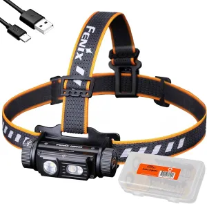 Fenix Dual Battery Bundle HM60R Headlamp, 1300 Lumen Rechargeable Headlamp with Two ARB-L18 and LumenTac Organizer