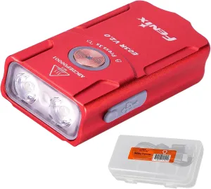 Fenix E03R v2.0 Keychain Flashlight Premium Pack, Rose Red, 500 Lumen Bright USB-C Rechargeable EDC with Red LED and Organizer