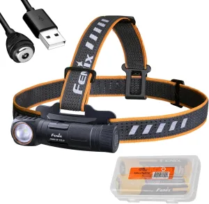 Fenix HM61R V2.0 Rechargeable Headlamp, 1600 Lumen L-Shape 90 Degree Right Angle Flashlight with White & Red Lights, with 2X ARB-L18 and LumenTac Organizer