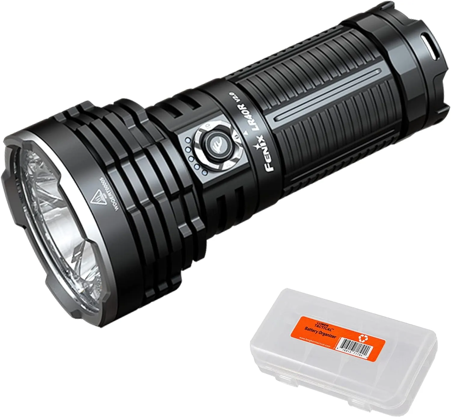 Fenix LR40R V2.0 15,000 Lumen Super Bright Flashlight, USB-C Fast Charging Rechargeable Long Throw Searchlight with Floodlight and Spotlight and Lumentac Organizer