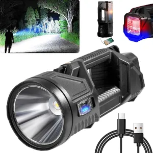 FETNHU New German 1000000 lumens Waterproof Spot Lights Handheld Large searchlight, Asaruley Light, Spot Lights Outdoor Handheld, Rechargeable Solar Tactical Flashlight (S)