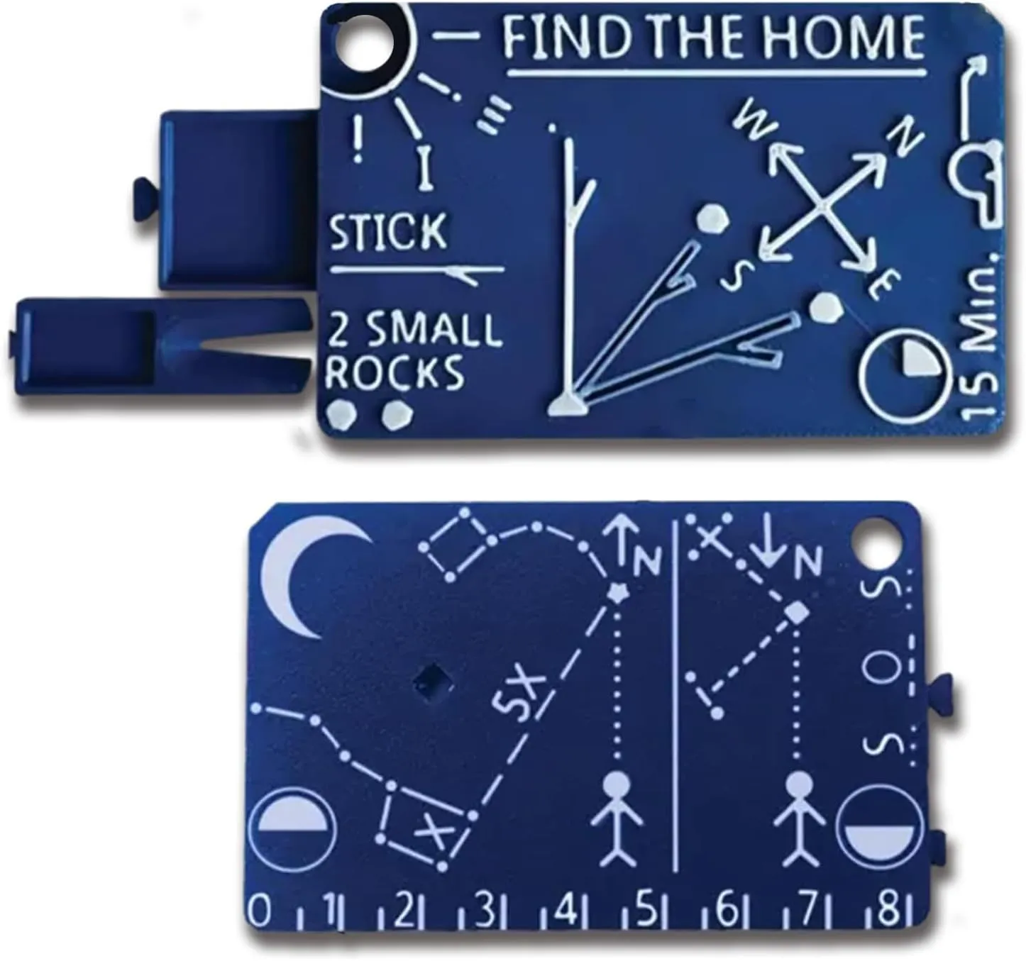 Find The Home – Your Pocket Survival Guide, Multi-Functional Survival Card, Pocket Compass with Storage Compartment and Whistle, Sun & Star Navigation Tool, for Outdoor Adventure Camping