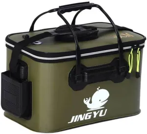 Fishing Bucket Foldable EVA Fishing Bag with Oxygen Pump Pocket Outdoor Camping Hiking Live Fish Bait Container,green-50cm