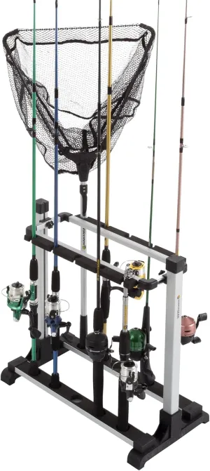 Fishing Rod Rack - Aluminum Freestanding Floor Storage, Organizer Stand for Home or Garage, Fits 10 Freshwater or Saltwater Rods by Leisure Sports