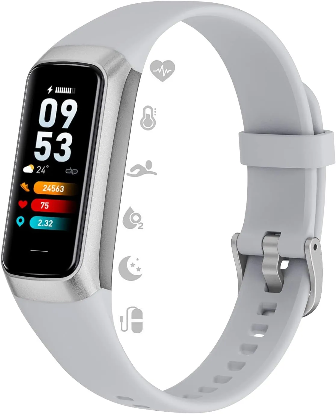 Fitness Tracker 1.10" AMOLED Color Display Smart Watches IP67 Waterproof Step Counter Watch with Heart Rate/BP/SPO2/Sleep Monitor Fitness Watch for Calorie Activity Tracker Compatible with Android iOS