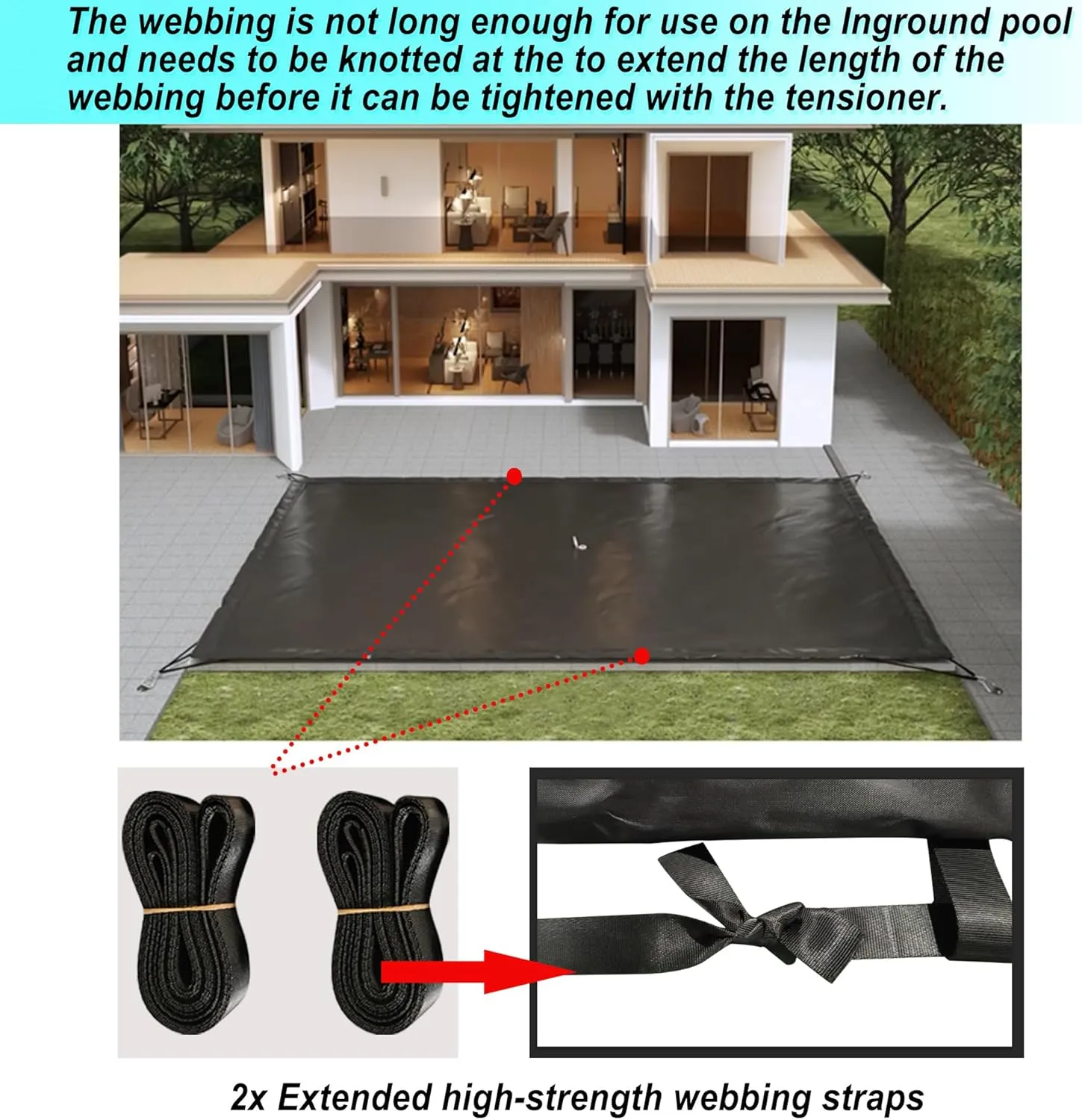 Fixed Component Kit for SIHAIAN Rectangular Pool Cover, Combination of Both Can be Used to In-ground Pool, Canopy, Round Pool, Backyard Shade, Hot Tub. Overhead Shade