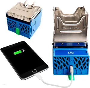 FlameCube Portable Wood Burning Camp Stove Outdoor Folding Backpacking Stove With Battery To Power USB Charging And Outdoor Camping Picnic BBQ