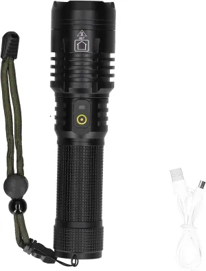 Flashlight Powerful Torch, 5000LM Long Shot Telescopic Zoom Emergency Flashlight for Outdoor Waterproof Adventure Tourism Hiking Camping