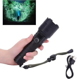 Flashlights High Lumens 10000Lumen Flashlight 5 Modes Power Display IP44 Waterproof, Zoomable High Power Flashlight for Camping Hiking Gift, Flashlights for Emergencies（7.1 * 2）(Battery Free)