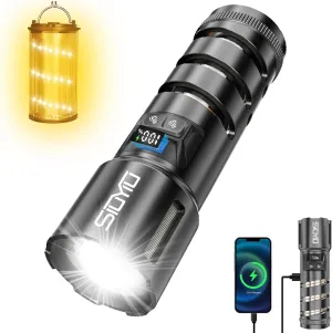 Flashlights High Lumens, 2-in1 Camping Lantern 3000 Lumens, 8 Modes Outdoor Camping Flashlight Rechargeable, Zoomable IPX65 Waterproof Flashlight for Home Emergency