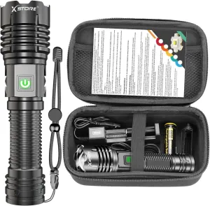 Flashlights High Lumens - Led USB Rechargeable Flashlight with 5 Modes Super Bright Flash Lights USB Powerful Torch Light Waterproof for Home Camping Outdoor