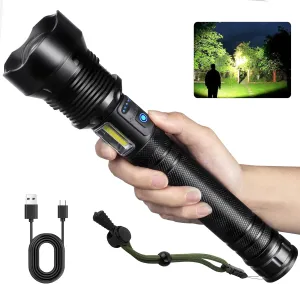 Flashlights High Lumens Rechargeable, Super Bright 3000 Lumens Flashlights with USB Cable, Brightest LED Flashlight for Emergencies, High Powered Flash Light IPX6 Waterproof 7 Light Modes Zoomable
