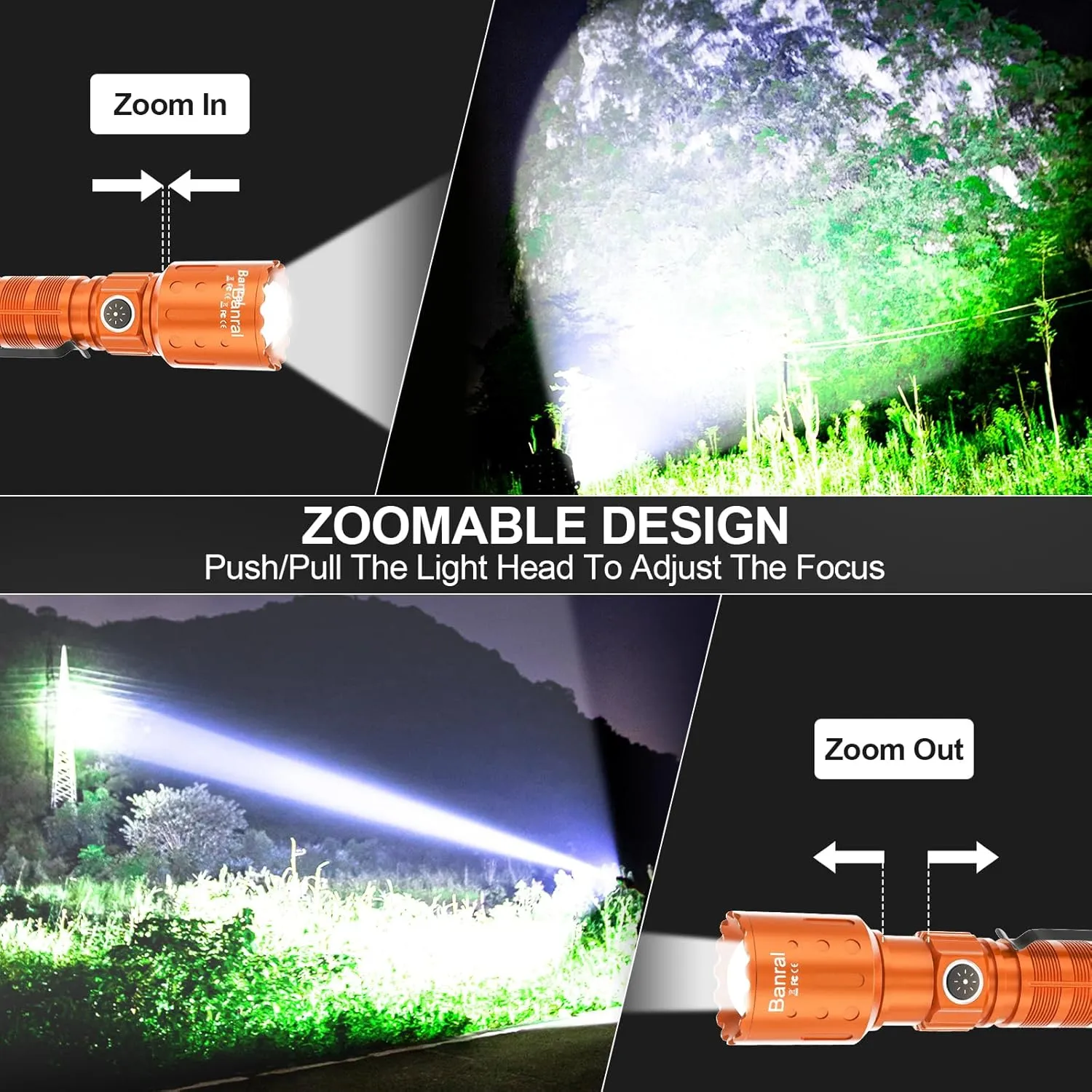 Flashlights High Lumens Rechargeable, Super Bright Long Range Small Powerful Flashlight, 6 Modes LED Tactical Pocket Waterproof Flash Light for Home Emergency (2, Orange)