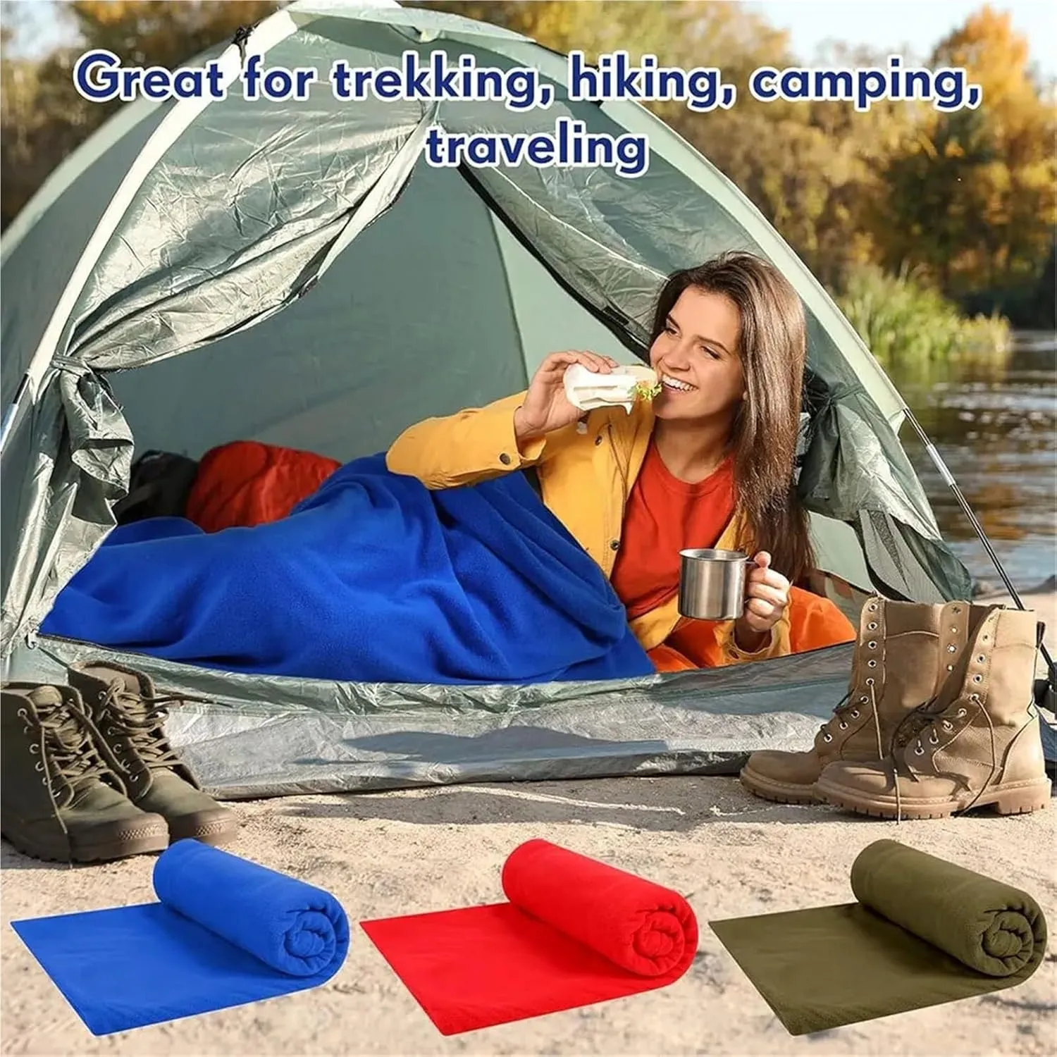 Fleece Sleeping Bag Portable Ultra-Light Polar Travel Sheets for Adults Outdoor Camping Tent Bed Warm Sleeping Bag Liner