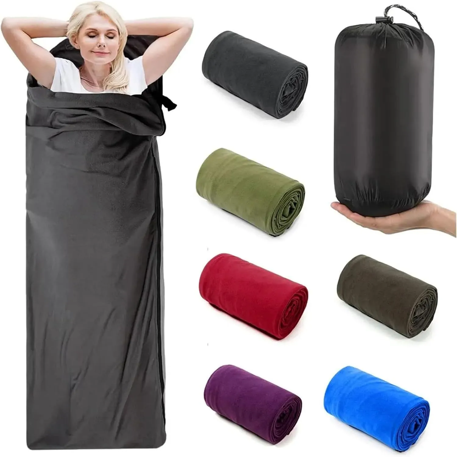 Fleece Sleeping Bag Portable Ultra-Light Polar Travel Sheets for Adults Outdoor Camping Tent Bed Warm Sleeping Bag Liner