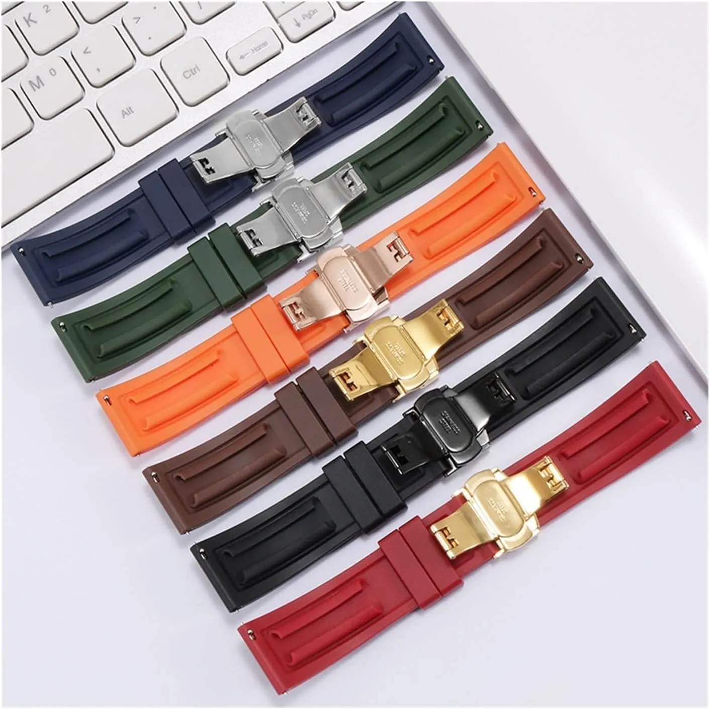 Fluorine Rubber Watchband Watch Strap For Each Brand Watches Band with Steel Buckle