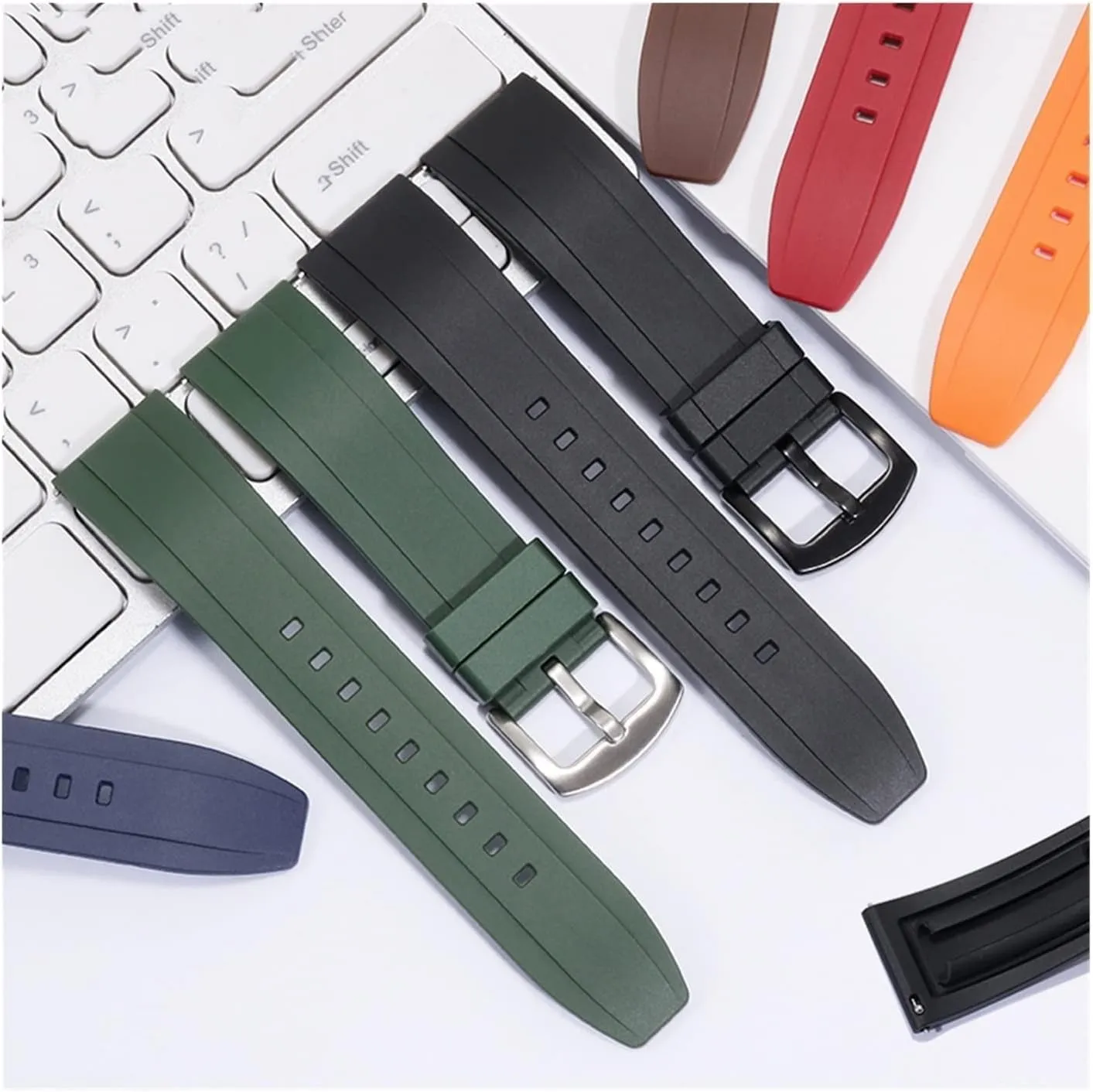 Fluorine Rubber Watchband Watch Strap For Each Brand Watches Band with Steel Buckle