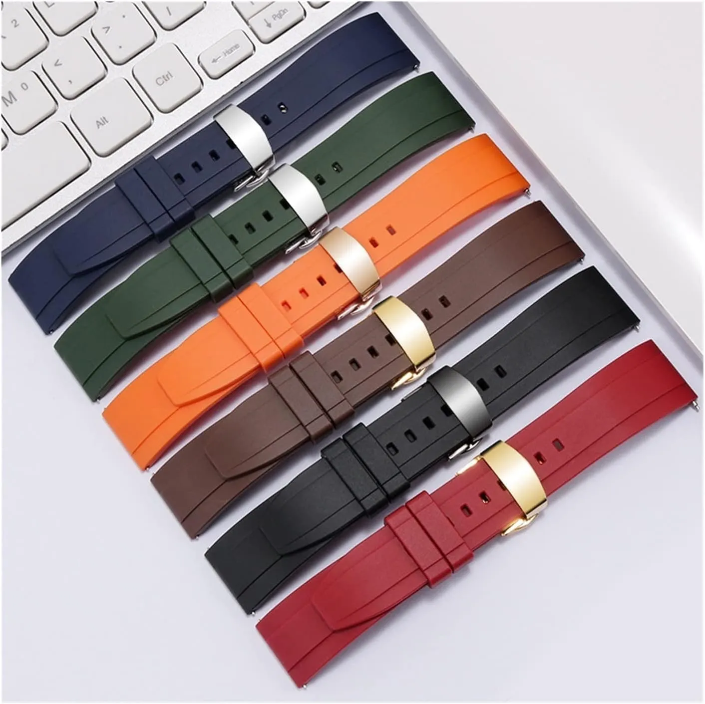 Fluorine Rubber Watchband Watch Strap For Each Brand Watches Band with Steel Buckle