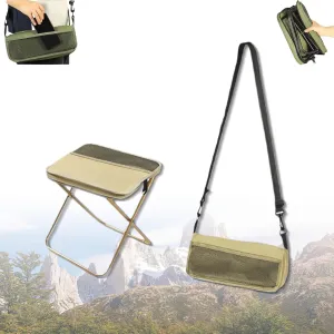 Foldable Backpack Stool, Portable Mini Outdoor Camping Folding Seat with Adjustable Shoulder Strap, Lightweight & Durable, for Camping, Fishing, Hiking, Picnics (Beige,Small)