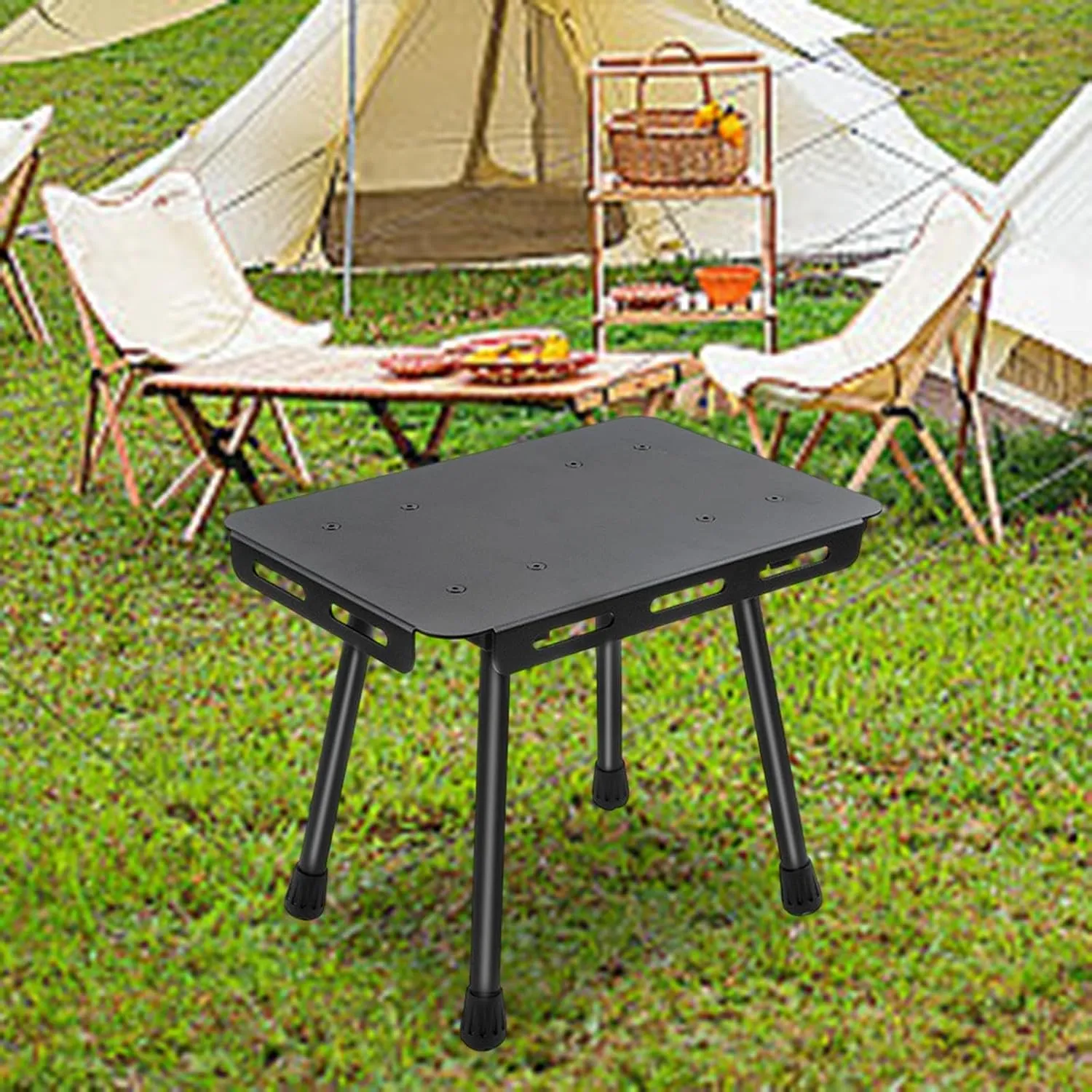 Foldable Camping Table Beach Table Retractable Lightweight Portable Stool Small Chair for Patio BBQ Hiking Backpacking Travel