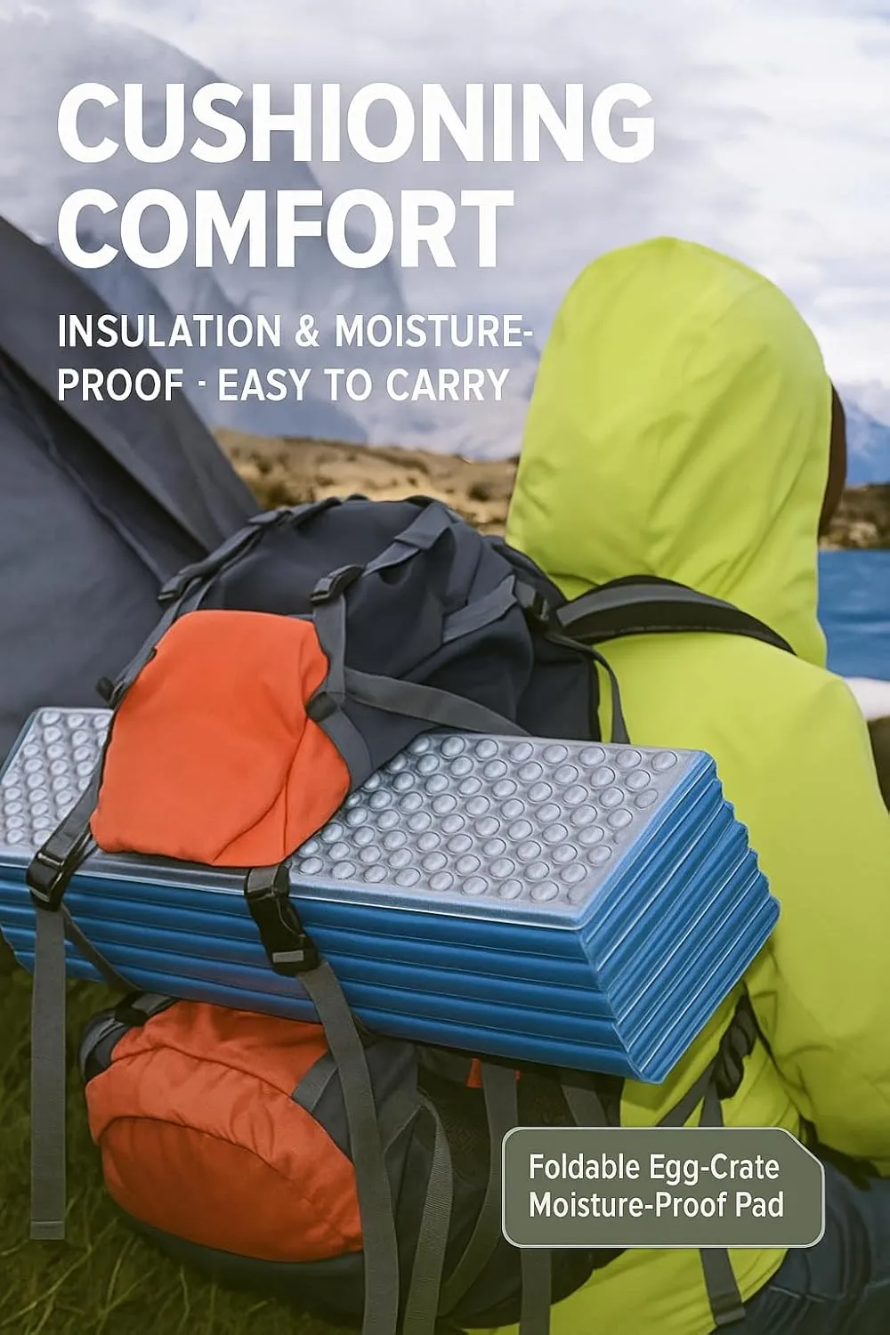 Foldable Foam Sleeping Pad & Camping Waterproof Mat with Egg Crate Design – Moisture-Proof Lightweight Portable Outdoor Sleeping Mat for Backpacking, Hiking & Travel
