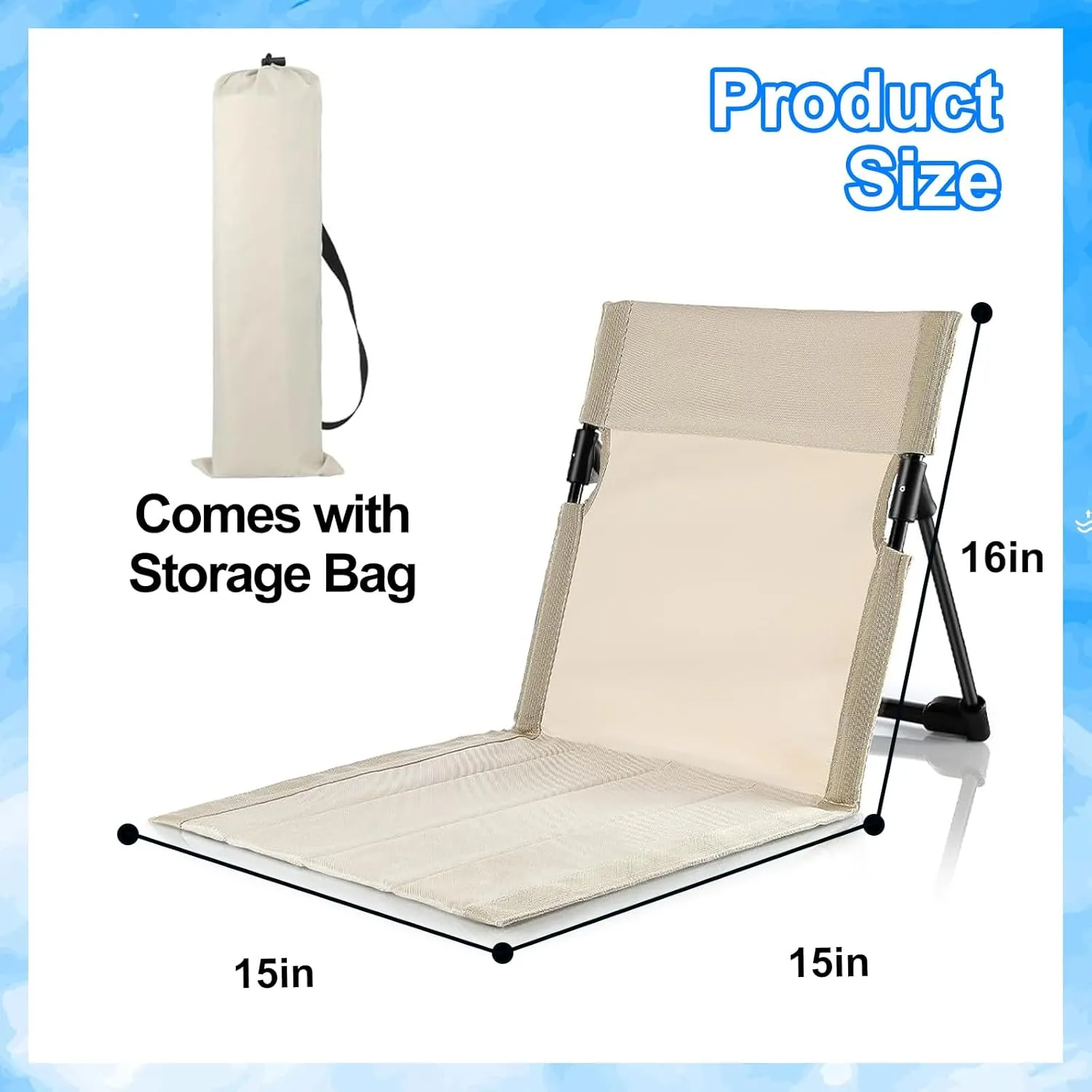 Foldable Seat for Poolside Chairs, Portable Outdoor Poolside Chairs for Edge of Pool, Beach Chair, SwimmingPool Accessories, Pool Seats for Edge,Beach Camping Picnic Lawn Accessories-Light Beige