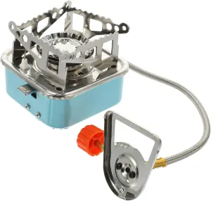 Foldable Small Gas Stove Portable Outdoor Camping Stove with Fastener Lightweight Camping Supplies for Hiking and Travel Compact and Easy to Use