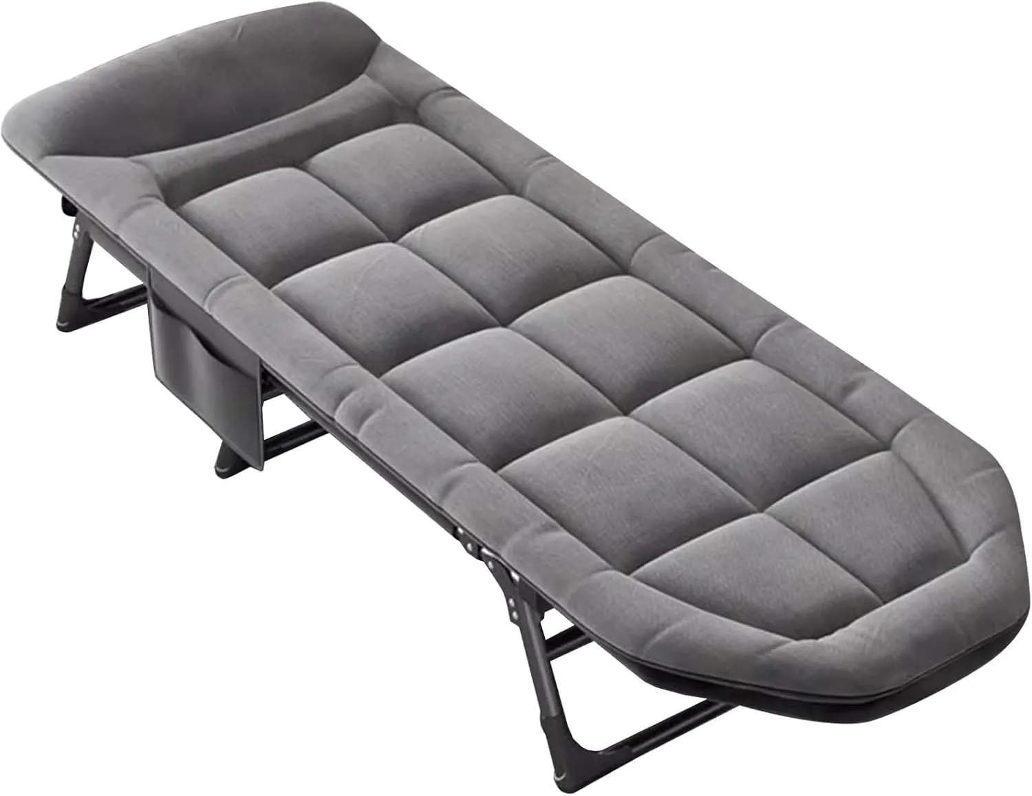 Foldable Sun Lounger for Garden, Portable Outdoor Reclining Camping Chairs, Padded Sun Bed Garden Lounge Chair for Heavy People Folding Camp Bed with Pillow, Max 160kg