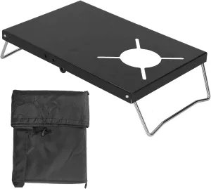 Folding Campfire Grill, Stainless Steel Windproof Camping Stove Stand Foldable Table, Outdoor Cooking Gear