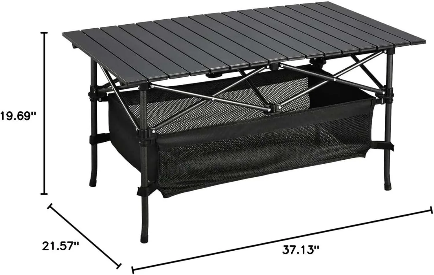 Folding Camping Table, Portable Roll-up Outdoor Table with Large Storage Bag and Carrying Bag, Aluminum Foldable Table for Indoor, Outdoor, Camping, Beach, Backyard, BBQ, Party, Patio, Picnic, Black