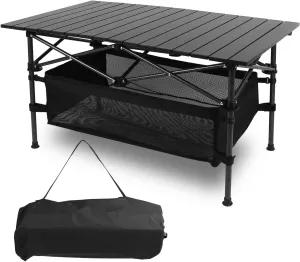 Folding Camping Table,Portable Aluminum Roll-up Picnic Table with Carrying Bag,Outdoor Camping Table for Camping,Beach,Party,Backyard,BBQ,Support 220LBS