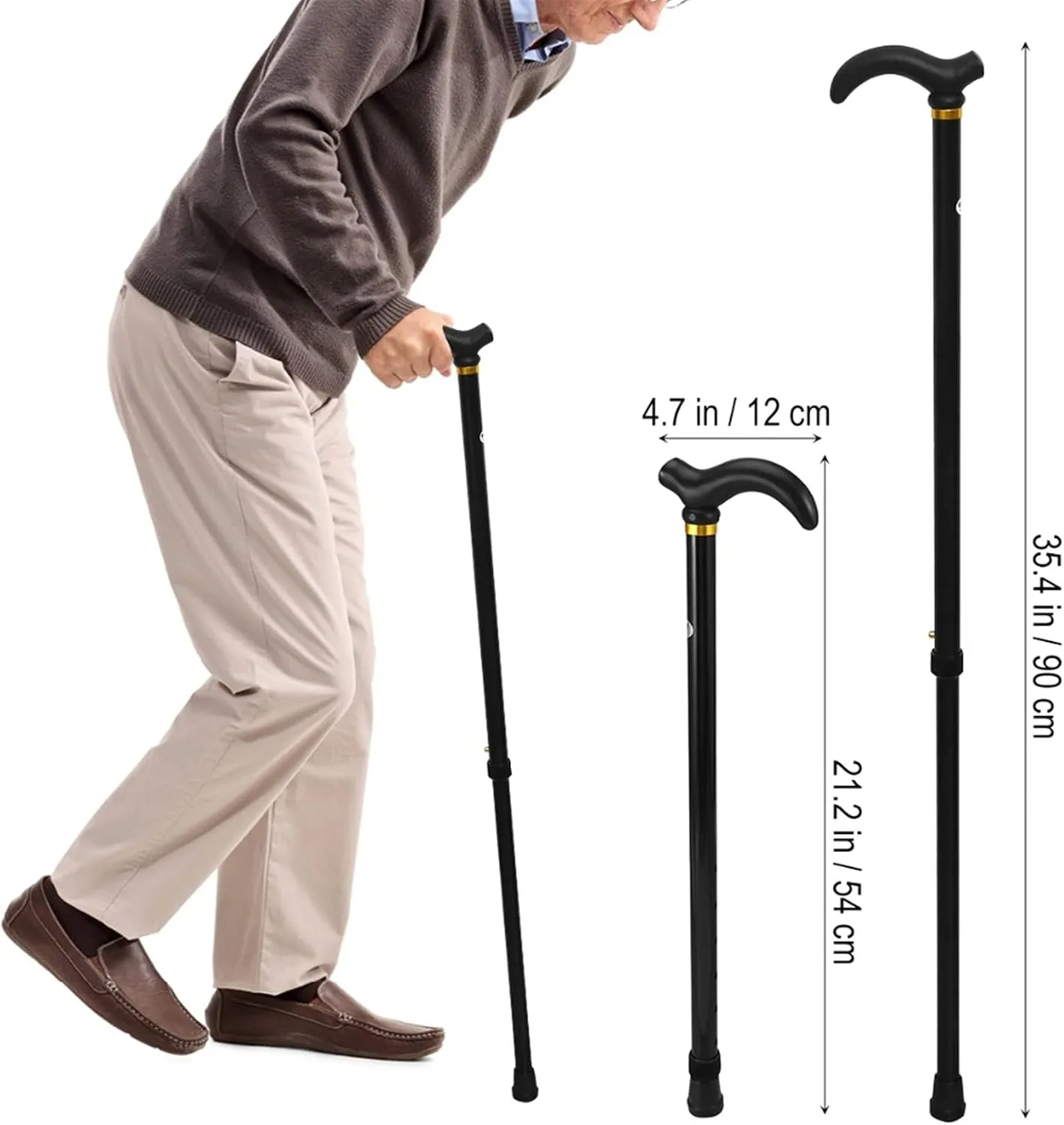 Folding Cane for The Elderly Adjustable Walking Stick Cane 2 Section Stable Anti-Skid Anti Shock Cane Crutch for Old Man Hiking Trekking Poles Cane Convenient Stability and Durability