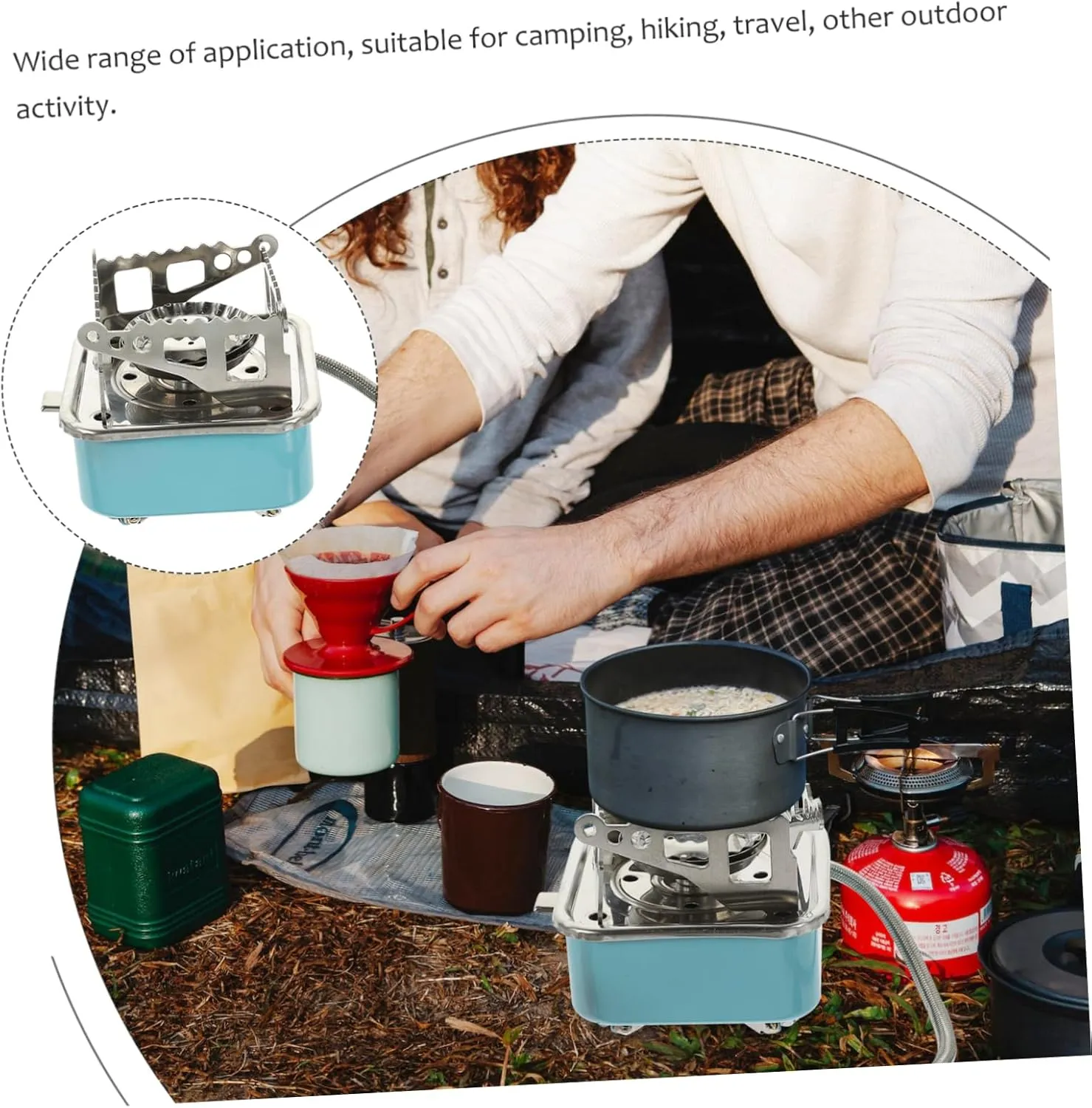Folding Gas Stove for Outdoor Camping Portable Lightweight Foldable Burner for Hiking Compact Design for Easy Carrying for Travel Outdoor Activities with Screw Connection