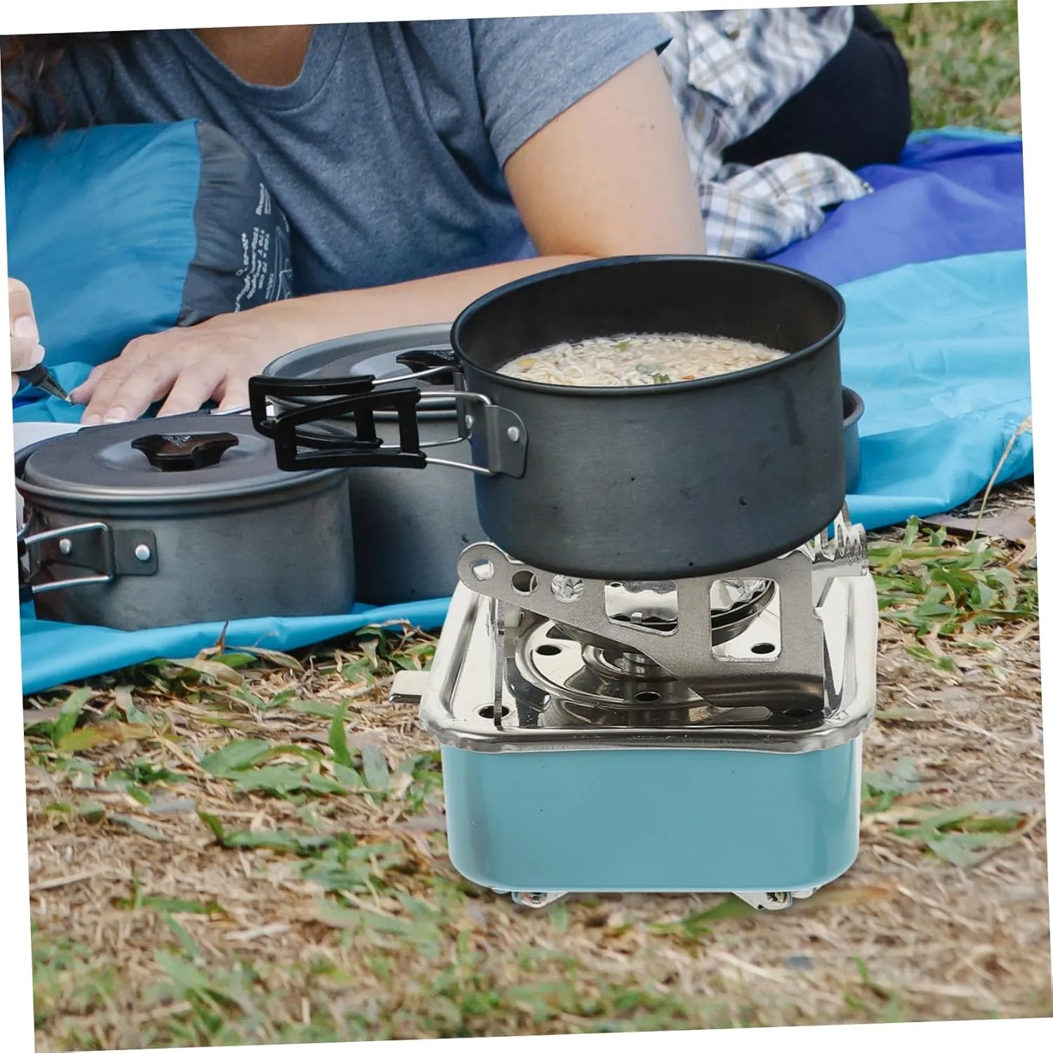 Folding Gas Stove for Outdoor Camping Portable Lightweight Foldable Burner for Hiking Compact Design for Easy Carrying for Travel Outdoor Activities with Screw Connection