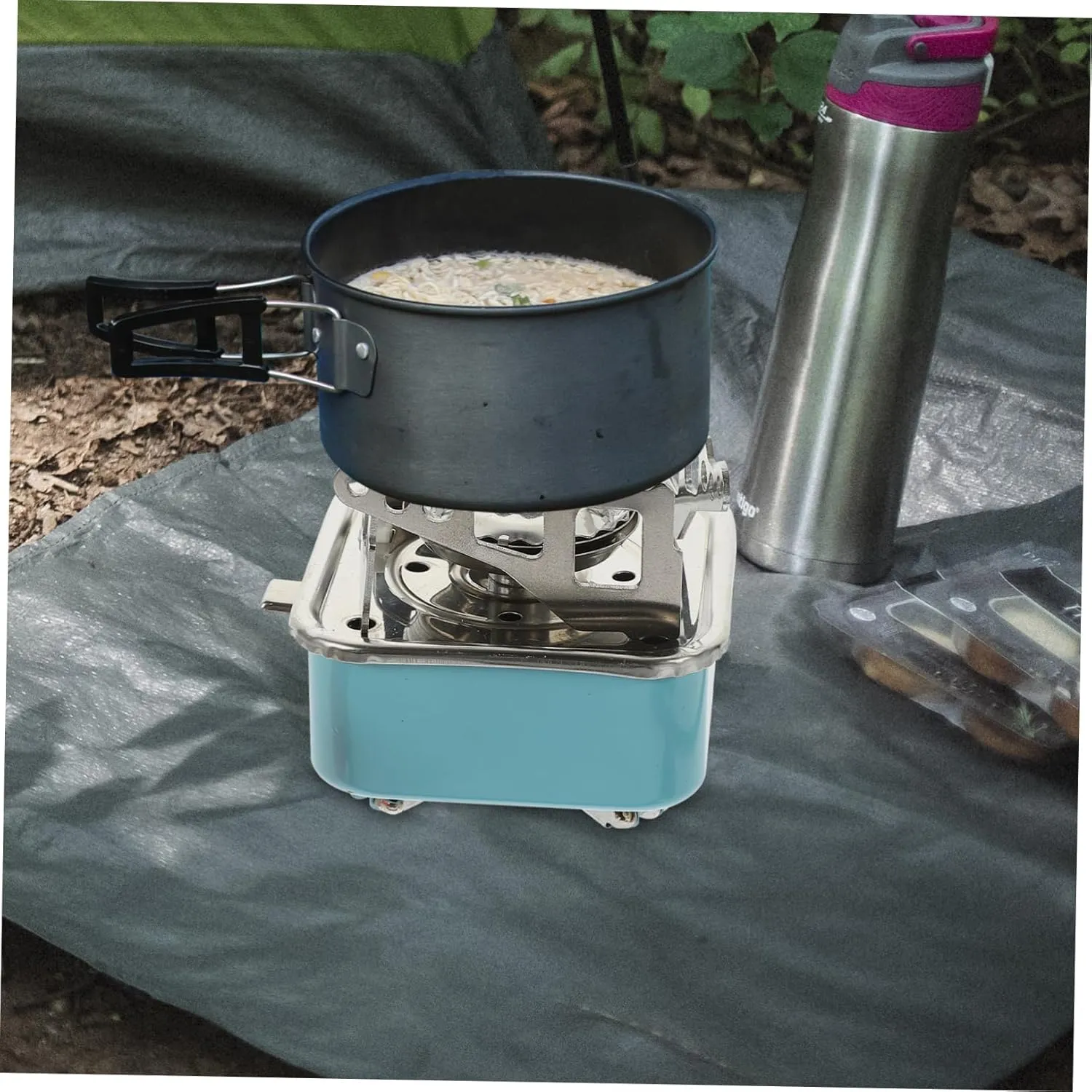 Folding Gas Stove for Outdoor Camping Portable Lightweight Foldable Burner for Hiking Compact Design for Easy Carrying for Travel Outdoor Activities with Screw Connection
