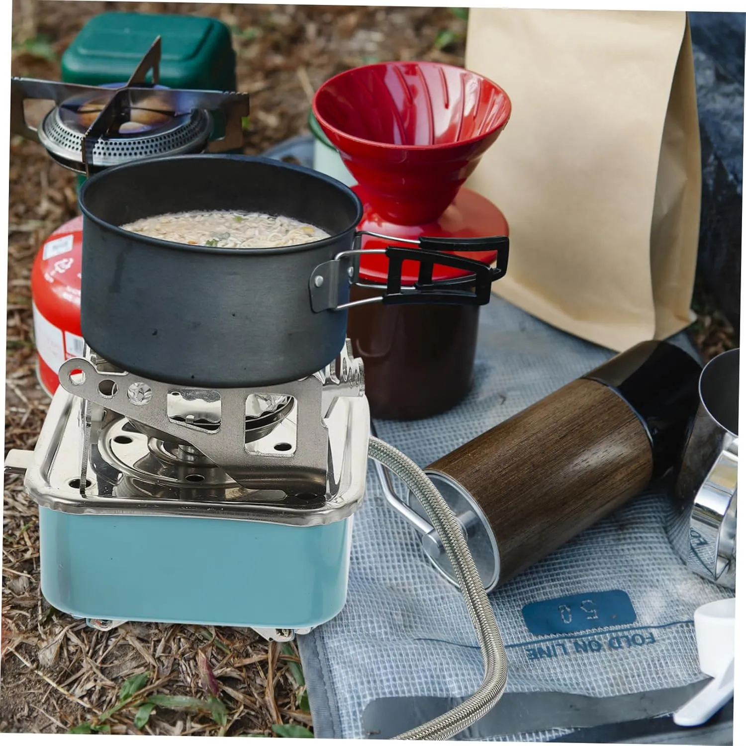 Folding Gas Stove for Outdoor Camping Portable Lightweight Foldable Burner for Hiking Compact Design for Easy Carrying for Travel Outdoor Activities with Screw Connection